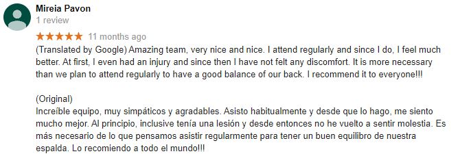 Mataro Quiropractic Patient Testimonial